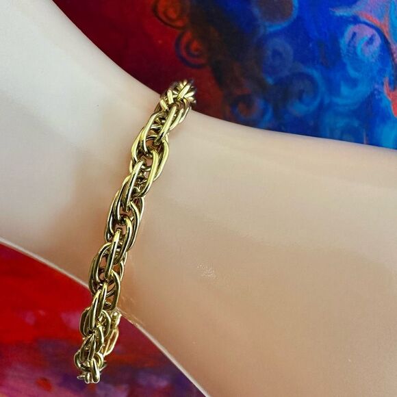 Gold-Tone Woven Link Chain Bracelet - Picture 1 of 6